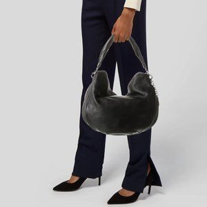 Nina Ricci women Hobo Bag black leather Snap closure Silver-Tone Hardware